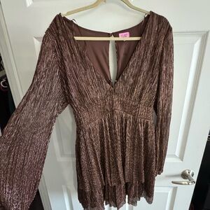 Francesca's Collections Shimmering Brown Dress